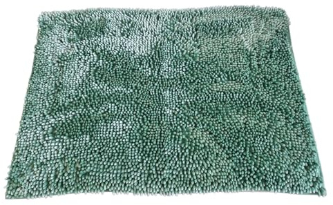 Linden Berg Chenille Badematte 60 x 90 cm in glänzendem Mintgrün | rutschhemmend, fußbodenheizungsgeeignet, maschinenwaschbar