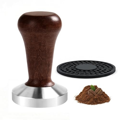 51mm Coffee Tamper, Professional Espresso Press with Solid Stainless Steel Base & Durable Heat-Resistant Bakelite Handle (Wood-Grain Style), Compatible with DeLonghi Dedica EC680/EC685, ECP3420