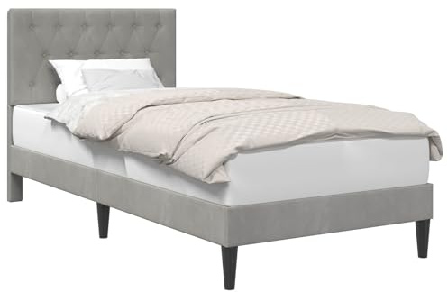 vidaXL Bettrahmen mit Kopfteil Hellgrau 90 x 200 cm Samt, Modernes Schlafzimmer, schicke Samt-Bettgestell, rechteckiges Design, Elegante Bettwäsche, praktischer Stil
