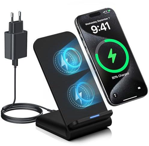 15W Kabelloses Handy Ladegerät für Google Pixel 10 Induktive Ladestation | Wireless Charger Stand für Samsung S26 S25 S24, Google Pixel 10 Pro XL 9 9a 8 8a 7, iPhone 17 16 15 14 13 12 11 (mit Adapter)