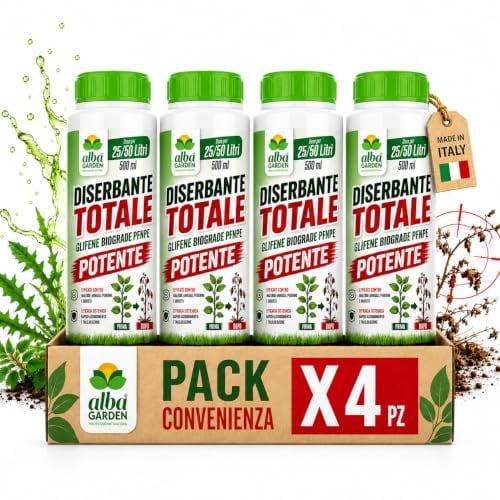 Albagarden - Diserbante Totale Glifosate Top Erbicida Per Diserbo Erbacce Ad Azione Disseccante Seccatutto Per Gramigna A Base di Glifosato - Libera Vendita (2 Litri)