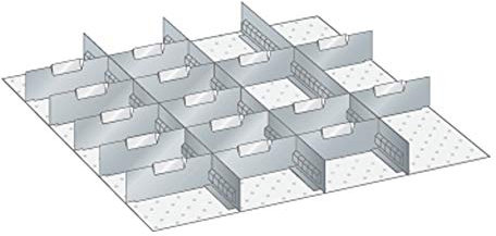 LISTA Art.Nr. 80.689.000 Schubladen-Einteilungsmaterial Set 36x36E für Fronthöhe 250mm Schlitzwände und Trennbleche