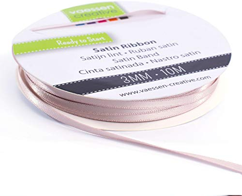 Vaessen Creative Satinband 3mmx10m Beige, Schleifenband, Dekoband, Bänder zum Basteln, Stoffbänder für Hochzeit, Taufe Und Geburtstagsgeschenke