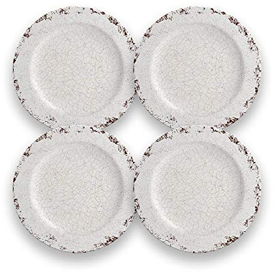 CARTAFFINI SRL Plato de postre de melamina, diámetro de 23 cm, juego de 4 platos, color blanco marfil