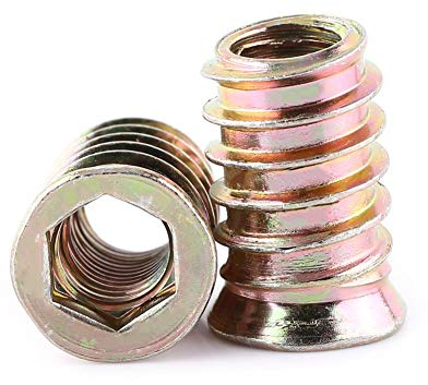 MAGT Écrous D'Insertion Filetés, 20pcs M10*25mm Écrou Hexagonal Fileté Écrou À Visser Inserts en Bois Filetés D'Entraînement Hexagonaux pour Meubles en Bois