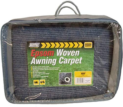 BITS4REASONS MAYPOLE NEW MODEL MP93565 BLUE/GREY EPSOM WOVEN AWNING CARPET, 2.5m x 6.5m - Breathable Ground Sheet, Durable Camping & Caravan Flooring, UV Stable & Rot-Proof, Easy Clean, Storage Bag