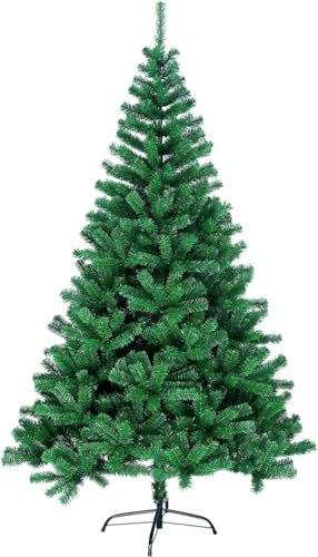 azorex Árbol de Navidad Artificial 120-240 cm Árbol Material Fibra Natural Verde con Soporte de Pie Metálico Material PVC Fácil Montaje Decoración Exterior/Interior (Verde Natural, 210cm)