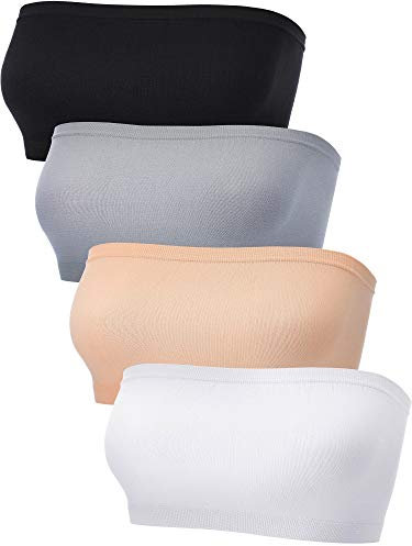 Bandeau-BH für Damen, trägerloser Bralette, Nahtloser Bandeau-BH, ungepolstert, Stretch-Oberteil, 4 Stück