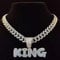 zxcs Men Hip Hop Letters Pendant Necklace with 13mm Miami Cuban Chain Iced Out Bling HipHop Necklaces Male Charm Jewelry-Silver Plated,20inch(50cm)