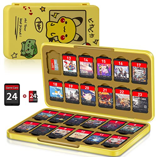 Étui de jeu Switch avec 24 emplacements pour cartouches et 24 cartes Micro SD, organiseur de jeu portable fin avec fermeture magnétique, coque rigide de protection et doublure douce