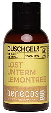 benecosBIO - Mini Duschgel BIO-Ingwer + BIO-Zitrone - LOST UNTERM LEMONTREE - vegan - recyceltes Plastik