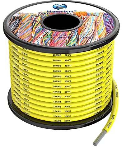 5.3mm² 10AWG Silicone Fili elettrici Giallo colori 8 metri Cavo Elettrico filo di rame stagnato a più fili Alta Temperatura Resistente