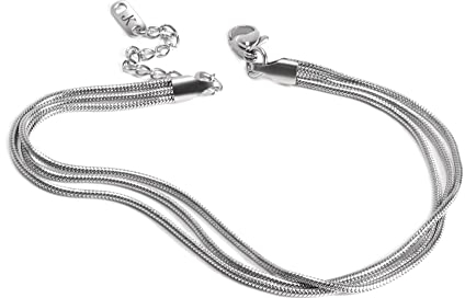 Kim Johanson Edelstahl Damen Fußkettchen *Classic* in Silber | Dreireihige Fußkette | Rostfrei & Wasserfest | Filigranes Fußband | Coins | Frauen Boho Schmuck | Verstellbar inkl. Schmuckbeutel