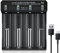 MiBoxer 18650 Intelligentes Akkuladegerät, 4-Fach Universal-Batterieladegerät mit LCD-Display, für 18650 18500 18350 17670 17500 16340 14500 10440 20700 3,7 V Li-Ion NI-MH NI-Cd C D AAA AA