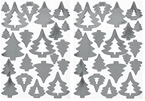 Oblique Unique® Tannenbaum Sticker Set 42 Stk. Weihnachtsbaum Christbaum Aufkleber für Weihnachten zum Dekorieren Spielen Basteln Scrapbooking (Silber)