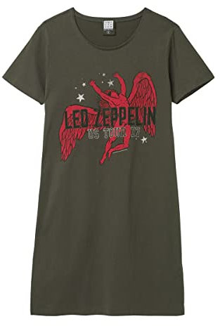 Amplified Womens/Ladies Icarus Led Zeppelin T-Shirt Dress (S) (Charcoal/Red)