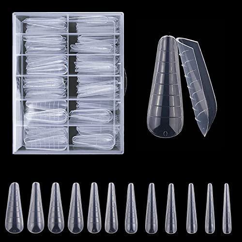 120 Stück Klare Dual Nail Forms Set, 12 Größen Nagelformen Nagel Schimmel, Acryl-Nagelsystem Formen Set für Nail Art Maniküre Nagelstudios DIY