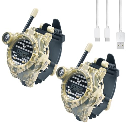 Walkie Talkies for Kids, YDI Rechargeable Children Watch Walkie Talkie Two-Way Long Range with Flashlight, Camping Hiking Cycling Outdoor Toys, Gifts for Girls and Boys, 2 Pack