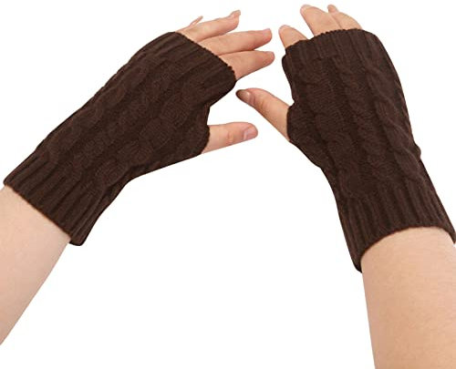 HANXIULIN Lange Handschuhe Strick Handstulpen Damen Armwärmer Handschuhe Halb Fingerhandschuhe gestrickte Armstulpen Damen Armstulpen