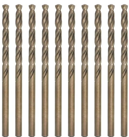 Metric Cobalt Drill Bits 4.2mm 10PCS, M35 high Speed Steel, high Hardness Straight Shank Drill, Mechanical or Hand Drill for Drilling, Suitable for Stainless Steel, Iron, Copper and Aluminum.