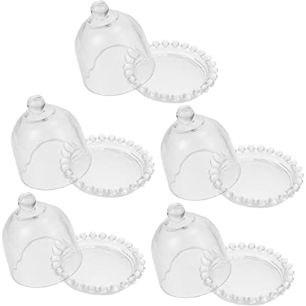 MAGICLULU 5st Tortendeckel Aus Glas Glaskuppel Kuchen Burger Dome Zitronenglocke Dessert Glocke K?seplatte Mit Deckel Sü?igkeiten Glocke Zitronenbeh?lter Tortenst?nder Wüstenplatte Mini