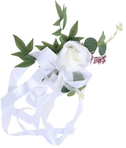 Elegant Wedding Flower Bouquet - Home Decor Chair Accent for photography Props (White)