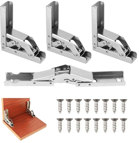4 Piezas Bisagra Plegable 90 Grados, Bisagra de 90 Para Puertas Plegables, Bisagras Ocultas Muebles avec 32 Tornillos, Bisagras Abatibles, para Muebles de Cocina, Armario, Cajón
