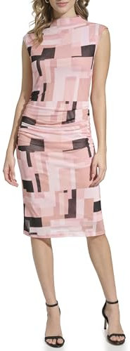 Calvin Klein Damen Mesh Dress Kleid, Desert Rose/Schwarz, Klein