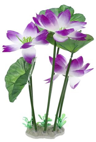 CAPASTEC Aquarium Plastic Plants, Mini Aquarium Decorations PE Ceramics Plants for Aquarium 10.24Inch (White Purple)