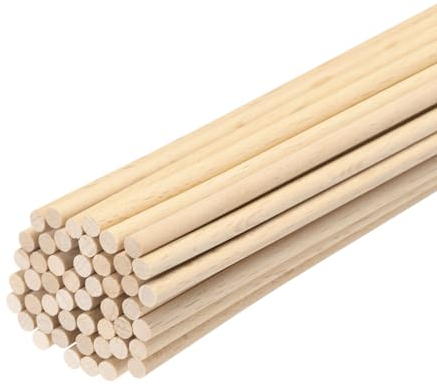 QUARKZMAN Bâtons en Bois Ronds 1,2x4 Baguette en Bois Non Finie pour Bricolage Lot de 50
