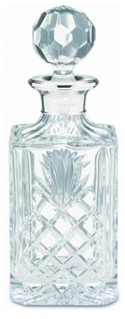 Whisky Decanter Crystal and Hallmarked Sterling Silver Traditional Cut Whisky Scotch Spirit Decanter British Made by Broadway & Co. Gift Boxed
