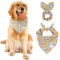 E-Clover Hundehalstuch und passendes Haargummi, Blättermotiv, für mittelgroße und große Hunde, Besitzer, Mutter, Geschenk, Gelb / Blau