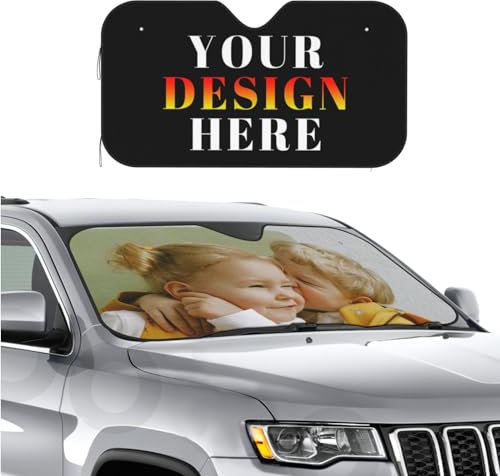 LLLGSH Parasol Personalizado Coche, Parasol para Parabrisas Delantero Personalizado, Parasol para Parabrisas de Coche con Texto fotográfico Personalizado, Plegable, Bloquea los Rayos UV, Universal