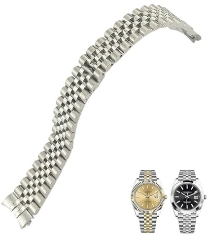 KDEGK 316L Edelstahl-Armband, 20 mm, passend für Rolex Datejust Oyster Perpetual 36 mm, Zifferblatt-Armband, silberfarben, goldfarben, solides Armband(Silver 2)