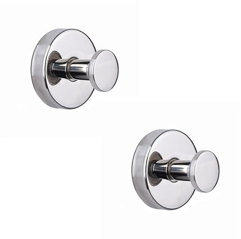 Boxonly No-Drill Suction Hooks,2024 Upgraded Stainless Steel Waterproof Hooks for Bathroom,Shower,Kitchen,and Mirrors–Heavy Duty Towel Holders(2 Pcs,Glossy Silver)