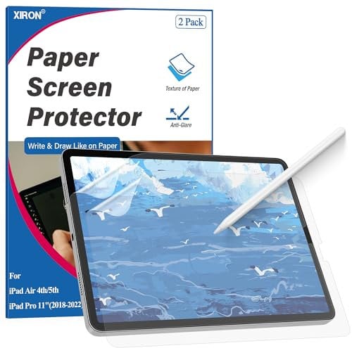 2 Stück Papier Schutzfolie für iPad Air 5./4. (2022/2020) und iPad Pro 11 Zoll 2022-2018, Matt Papier Folie Displayschutz zum Zeichnen/Schreiben, Blendfreiem Anti-Fingerabdruck, Einfache Installation
