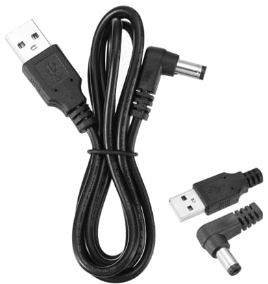 QUARKZMAN 2 Stück USB auf DC Stromkabel 2A 5V DC Stromkabel 5.5mmx2.1mm Winkelstecker Ladekabel Adapter für Ventilator Kamera Telefon Tablet Geräte (1m, Schwarz)