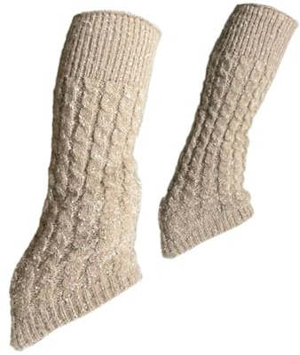 Perfeclan Eiskunstlauf Beinlinge, Gestrickt, Lange Beinlinge, Moderne Dekoration, Eislaufsocken, Hohe Fußlose Socken für Workout, Tanzsport