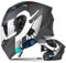 Letetexi motorradhelm klapphelm mit Bluetooth Motorradhelm mit ECE-Zugelassener Helm Motorrad Integrierter Motorradhelm mit Anti-Fog-Doppelvisier Rennhelm Erwachsene Männer Frauen M~XXL