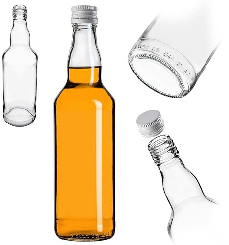 KADAX Bouteilles en verre à remplir - 500 ml - Bouteilles de liqueur vides avec bouchon à vis - Bouteilles pour liqueur, liqueur, liqueur - Blanc