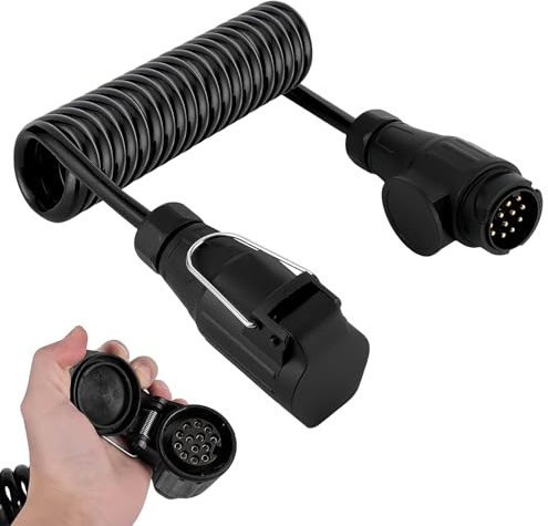 WIYETY Adaptateur de prise de remorque 13 broches - Câble de rallonge de 2 m - Adaptateur de prise de remorque 13 broches, câble de remorque 13 broches pour remorque de voiture, remorque de bateau