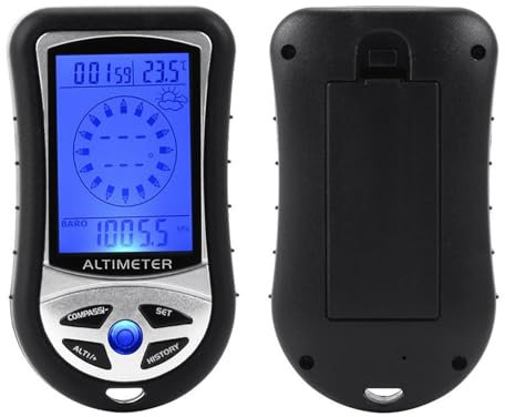 Barómetro Digital Altímetro Compass - Altímetro Electrónico | Altímetro De Coche Compass | Dispositivo De Brújula De Calibre De Temperatura Del Barómetro De Mano Con Luz De Fondo, Pronóstico Del Tiemp