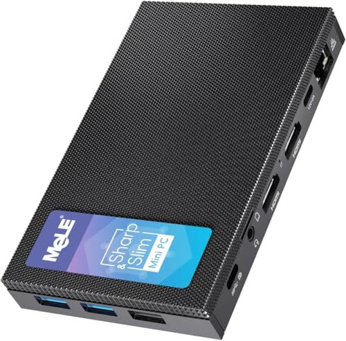 MeLE Quieter 4C Mini PC 12th Gen N100 Fanless PC, 16GB Memory, 512GB Memory, Windows 11 Pro, WLAN 2.4/5G, Full USB-C Full 4K Triple View