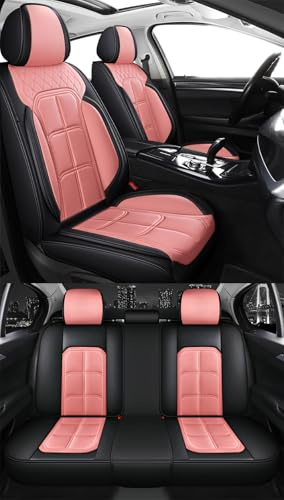 nenyan Autositzbezüge Komplett Set Universal in Premium Design | Schonbezüge für die Vordersitze & Rückbank | Auto Sitzbezüge Airbag Geeignet | Wasserdicht Sitzbezug - Rosa