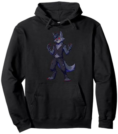 Der dämonische Wolf mit den roten Hörnern Pullover Hoodie
