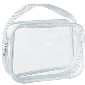 TotePrint Pochette Transparente et étanche en Vinyle pour Maquillage - Sac à Main étanche à bandoulière - Dimensions : 30 cm × 13 cm × 21 cm, Transparent, 19.5 * 13.5 * 6.5CM, Moderne