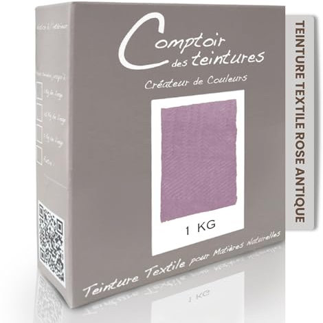 COMPTOIR DES TEINTURES - Teinture Textile - Mélange Rose Antique 1kg - Linges de Maison - Teintures Durables pour Draps, Serviettes et Nappes - Facile à Utiliser en Machine à Laver