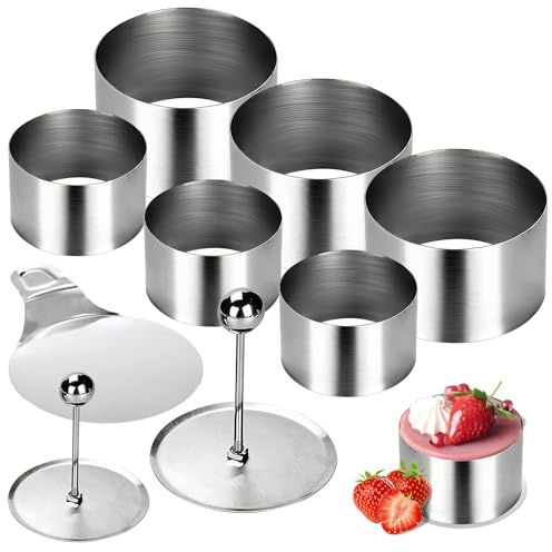 9 Stück Dessertringe und Speiseringe, Ring Zum Anrichten für Essen | 8cm und 6cm Servierringe Edelstahl Set,Tortenring Klein für Selbstgemachte Mousse-Kuchen, Reisbällchen-Desserts, Reisbällchen