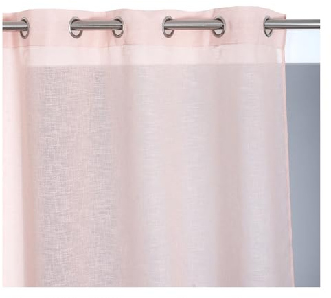 ROCLE Voilage Romane Rose Poudré | Oeillets Argent Mat | 140 x 240 cm