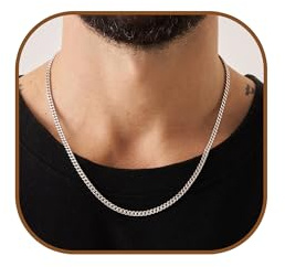 Esrael Silver/Black/Gold Stainless Steel Cuban Chain for Men, 3.5/5mm Mens Necklace,Fade-proof and Hypoallergenic Mens Chains Neckalce Jewellery Gift 18/20/22/24 Inch